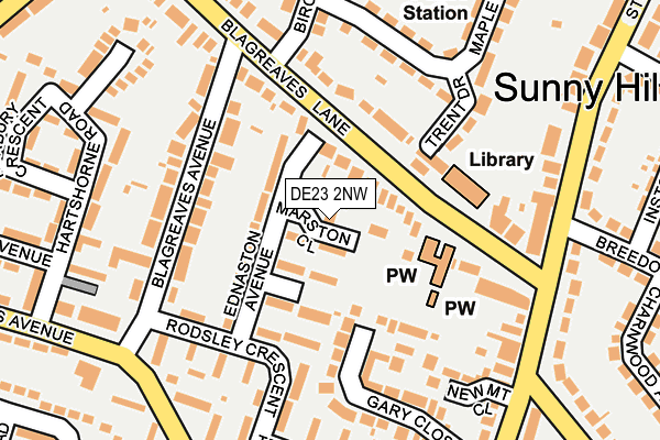 DE23 2NW map - OS OpenMap – Local (Ordnance Survey)