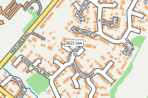 DE23 3AA map - OS OpenMap – Local (Ordnance Survey)