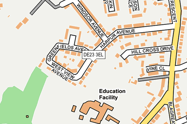 DE23 3EL map - OS OpenMap – Local (Ordnance Survey)