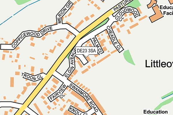 DE23 3SA map - OS OpenMap – Local (Ordnance Survey)