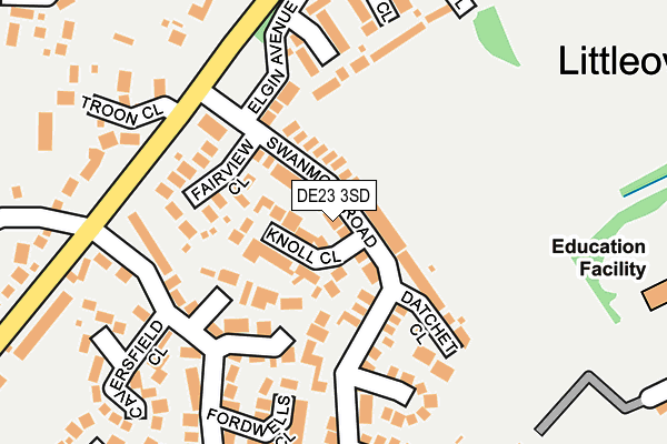 DE23 3SD map - OS OpenMap – Local (Ordnance Survey)