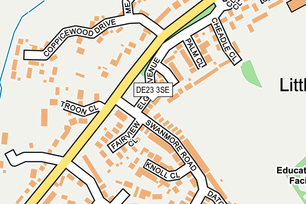 DE23 3SE map - OS OpenMap – Local (Ordnance Survey)