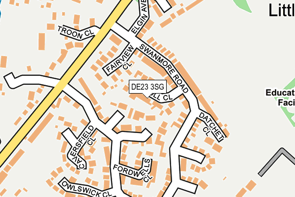 DE23 3SG map - OS OpenMap – Local (Ordnance Survey)