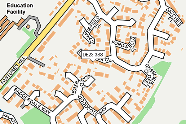 DE23 3SS map - OS OpenMap – Local (Ordnance Survey)