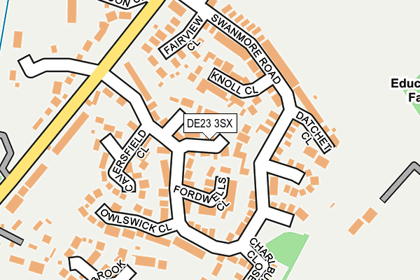 DE23 3SX map - OS OpenMap – Local (Ordnance Survey)