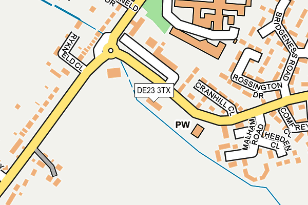 DE23 3TX map - OS OpenMap – Local (Ordnance Survey)