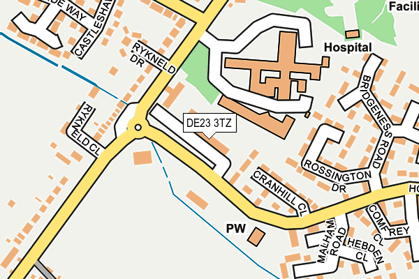 DE23 3TZ map - OS OpenMap – Local (Ordnance Survey)