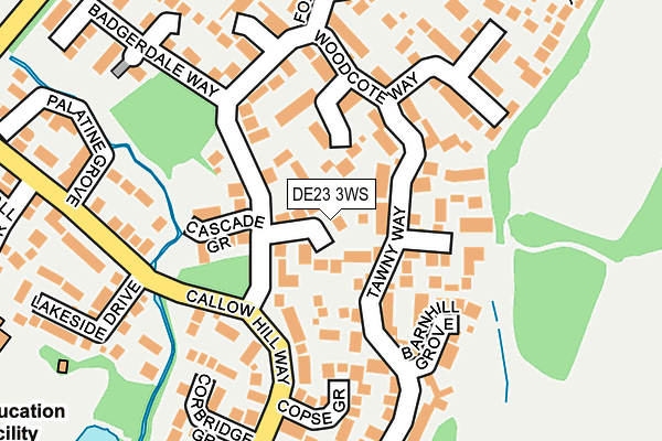 DE23 3WS map - OS OpenMap – Local (Ordnance Survey)