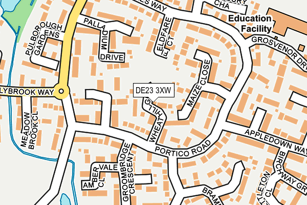 DE23 3XW map - OS OpenMap – Local (Ordnance Survey)