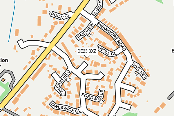 DE23 3XZ map - OS OpenMap – Local (Ordnance Survey)