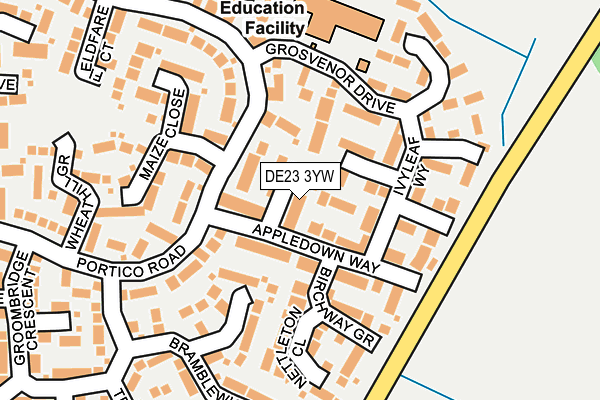 DE23 3YW map - OS OpenMap – Local (Ordnance Survey)