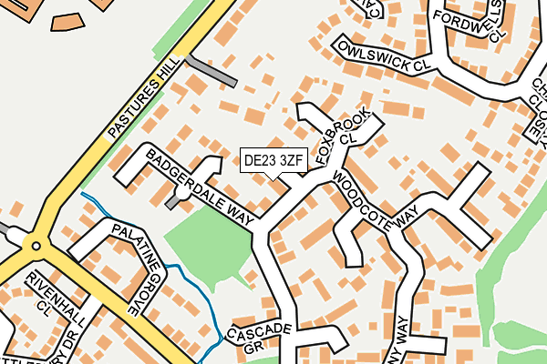 DE23 3ZF map - OS OpenMap – Local (Ordnance Survey)