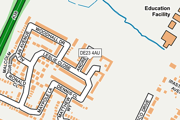 DE23 4AU map - OS OpenMap – Local (Ordnance Survey)