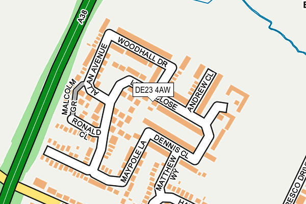 DE23 4AW map - OS OpenMap – Local (Ordnance Survey)