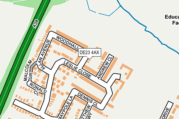 DE23 4AX map - OS OpenMap – Local (Ordnance Survey)
