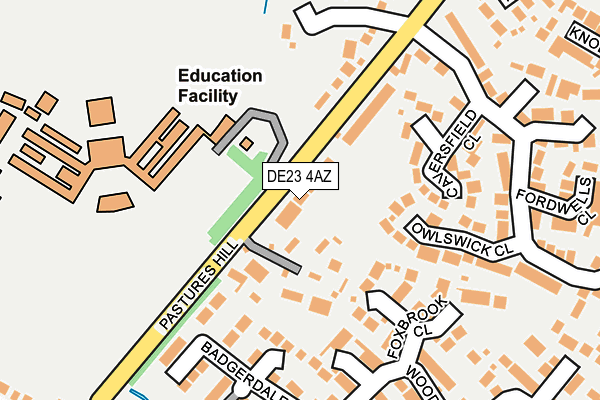 DE23 4AZ map - OS OpenMap – Local (Ordnance Survey)