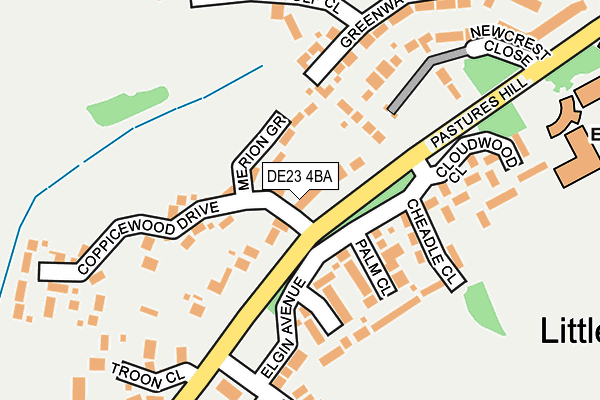 DE23 4BA map - OS OpenMap – Local (Ordnance Survey)