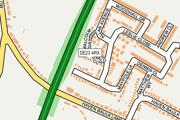 DE23 4RX map - OS OpenMap – Local (Ordnance Survey)