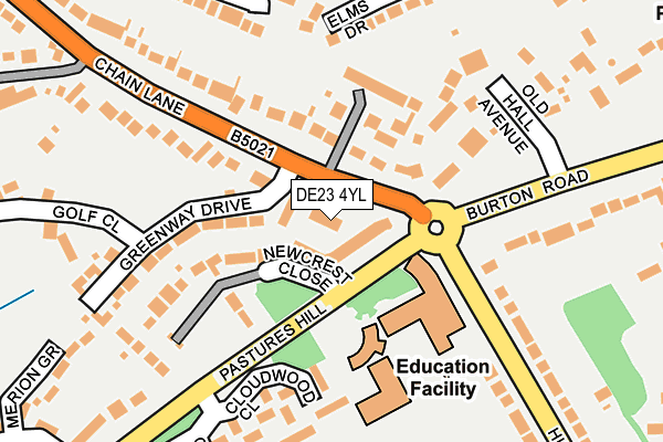 DE23 4YL map - OS OpenMap – Local (Ordnance Survey)