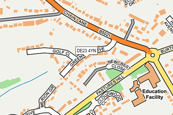 DE23 4YN map - OS OpenMap – Local (Ordnance Survey)