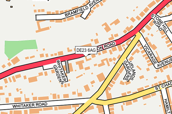 DE23 6AG map - OS OpenMap – Local (Ordnance Survey)