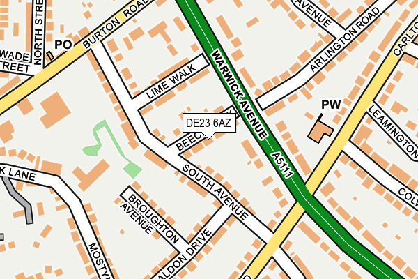DE23 6AZ map - OS OpenMap – Local (Ordnance Survey)