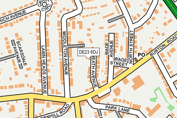 DE23 6DJ map - OS OpenMap – Local (Ordnance Survey)