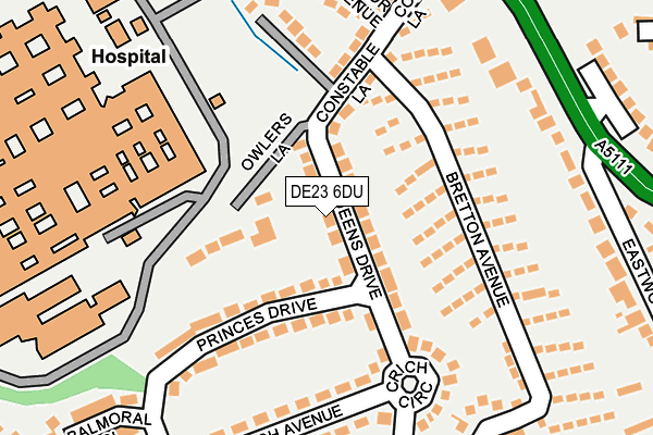 DE23 6DU map - OS OpenMap – Local (Ordnance Survey)