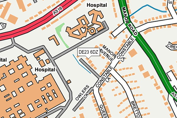 DE23 6DZ map - OS OpenMap – Local (Ordnance Survey)