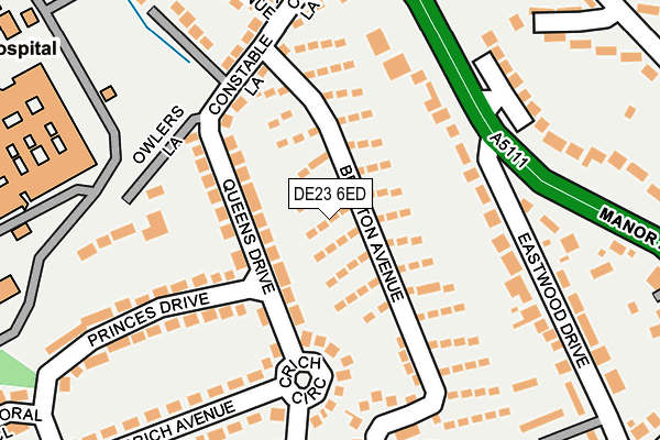 DE23 6ED map - OS OpenMap – Local (Ordnance Survey)