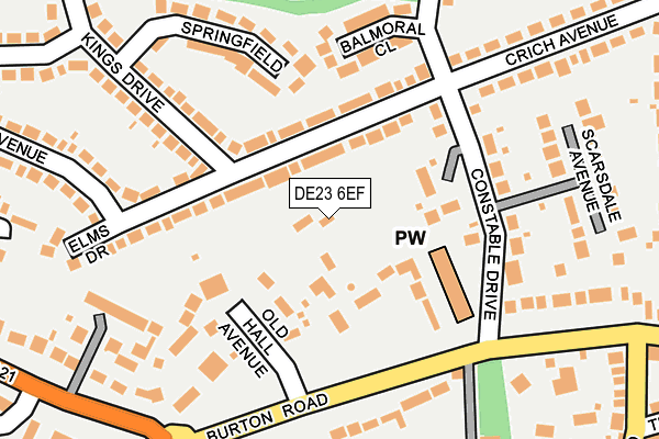 DE23 6EF map - OS OpenMap – Local (Ordnance Survey)