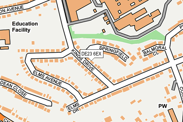 DE23 6EX map - OS OpenMap – Local (Ordnance Survey)