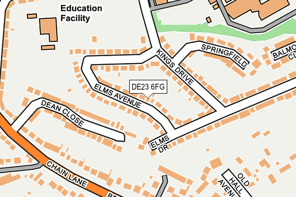 DE23 6FG map - OS OpenMap – Local (Ordnance Survey)