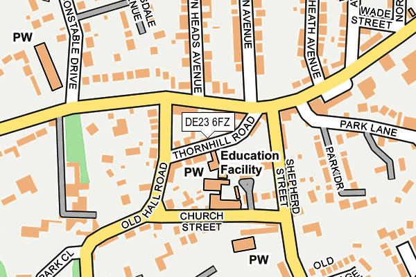 DE23 6FZ map - OS OpenMap – Local (Ordnance Survey)