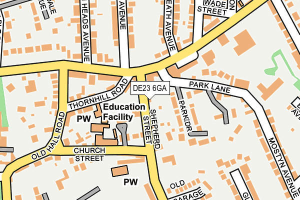 DE23 6GA map - OS OpenMap – Local (Ordnance Survey)
