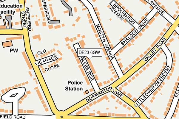 DE23 6GW map - OS OpenMap – Local (Ordnance Survey)