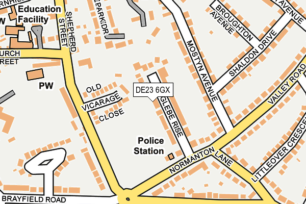 DE23 6GX map - OS OpenMap – Local (Ordnance Survey)