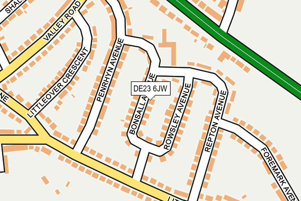 DE23 6JW map - OS OpenMap – Local (Ordnance Survey)