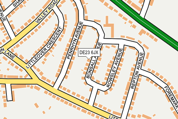 DE23 6JX map - OS OpenMap – Local (Ordnance Survey)