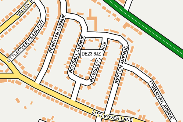 DE23 6JZ map - OS OpenMap – Local (Ordnance Survey)
