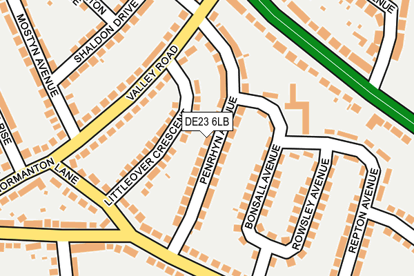 DE23 6LB map - OS OpenMap – Local (Ordnance Survey)