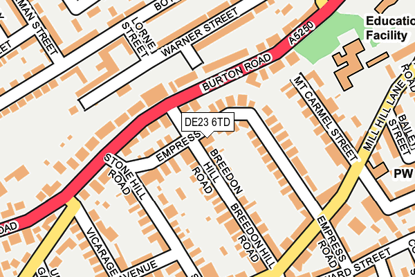 DE23 6TD map - OS OpenMap – Local (Ordnance Survey)