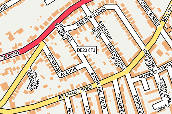 DE23 6TJ map - OS OpenMap – Local (Ordnance Survey)