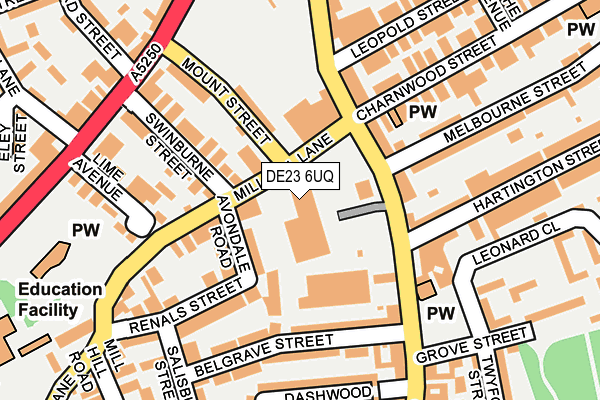 DE23 6UQ map - OS OpenMap – Local (Ordnance Survey)