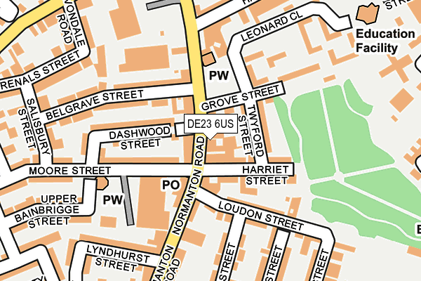 DE23 6US map - OS OpenMap – Local (Ordnance Survey)