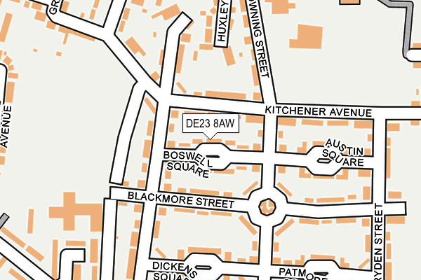 DE23 8AW map - OS OpenMap – Local (Ordnance Survey)