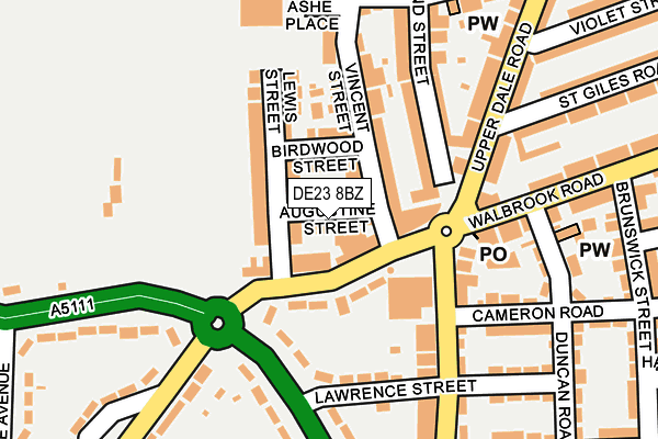 DE23 8BZ map - OS OpenMap – Local (Ordnance Survey)