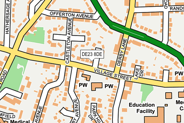 DE23 8DE map - OS OpenMap – Local (Ordnance Survey)