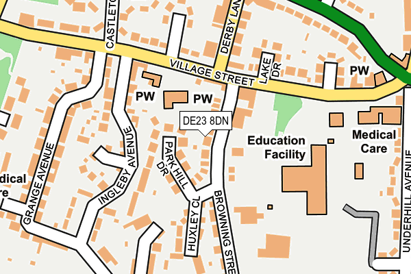 DE23 8DN map - OS OpenMap – Local (Ordnance Survey)
