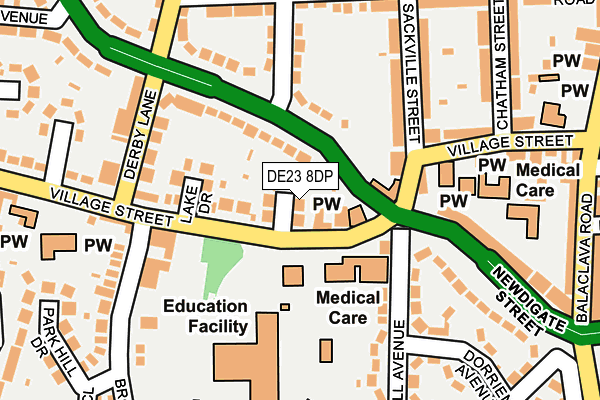 DE23 8DP map - OS OpenMap – Local (Ordnance Survey)
